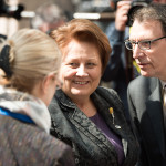 Laimdota Straujuma, Latvian Prime Minister and President in office of the Council of the EU, in the centre